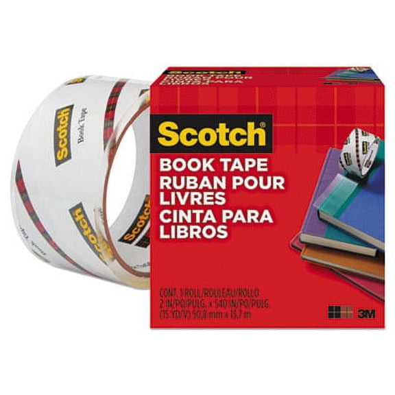2PK Scotch Book Tape, 3" Core, 2" x 15 yds, Clear (8452)