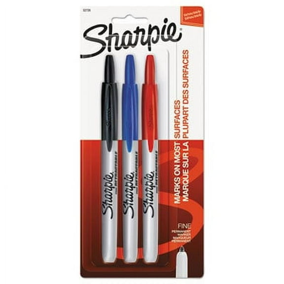 2PK Sharpie 32726PP Retractable Permanent Markers, Fine Point, Assorted, 3/Set