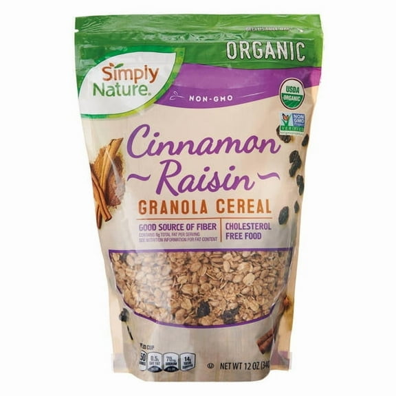 2PK - Simply Nature Organic Cinnamon Raisin Granola, 12 oz