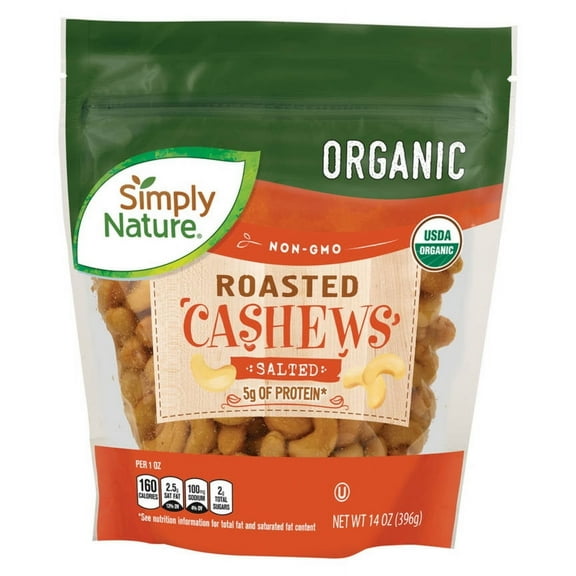 2PK - Simply Nature Organic Roasted Salted Cashews, 14 oz