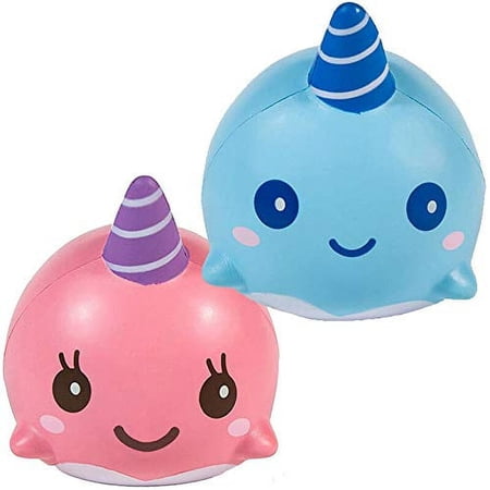 2PK Soft Whale Cartoon Squishy Slow Rising Squeeze Toy Phone Straps Ballchains