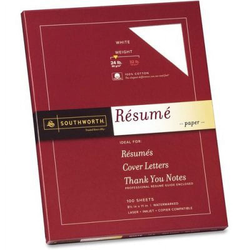  Southworth R14CF 100% Cotton Resume Paper White 24 lbs. Wove  8-1/2 x 11, 100/Box : Multipurpose Paper : Office Products