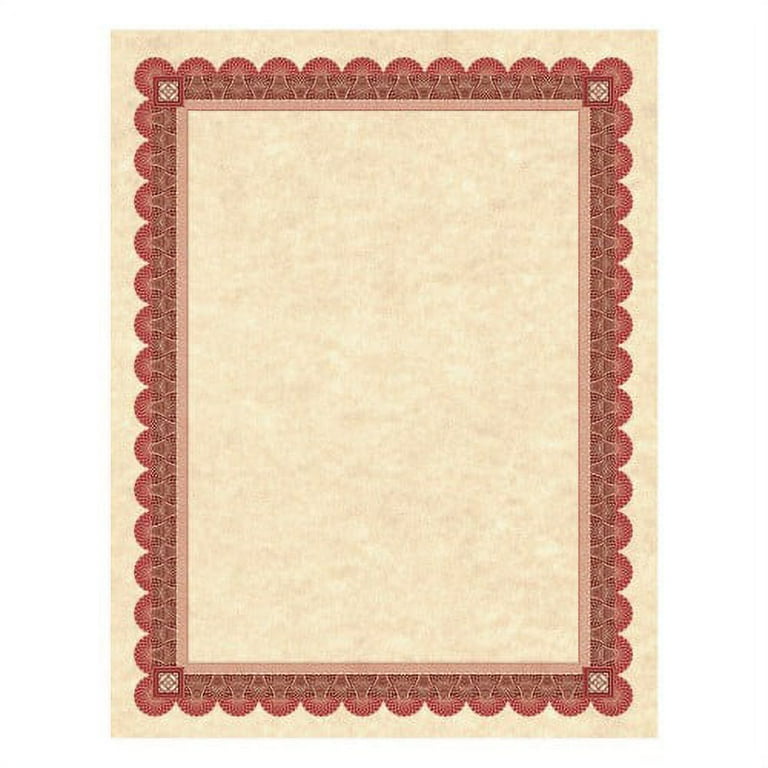 Parchment Certificates, Academic, 8.5 x 11, Copper with Red/Brown Border, 25/Pack Parchment Certificates, Academic, 8.5 x 11, Copper with Red/Brown Border, 25/Pack