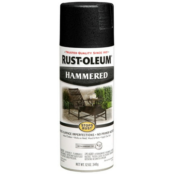 2PK-Stops Rust 12 OZ Black Hammered Spray Paint Rust Preventative