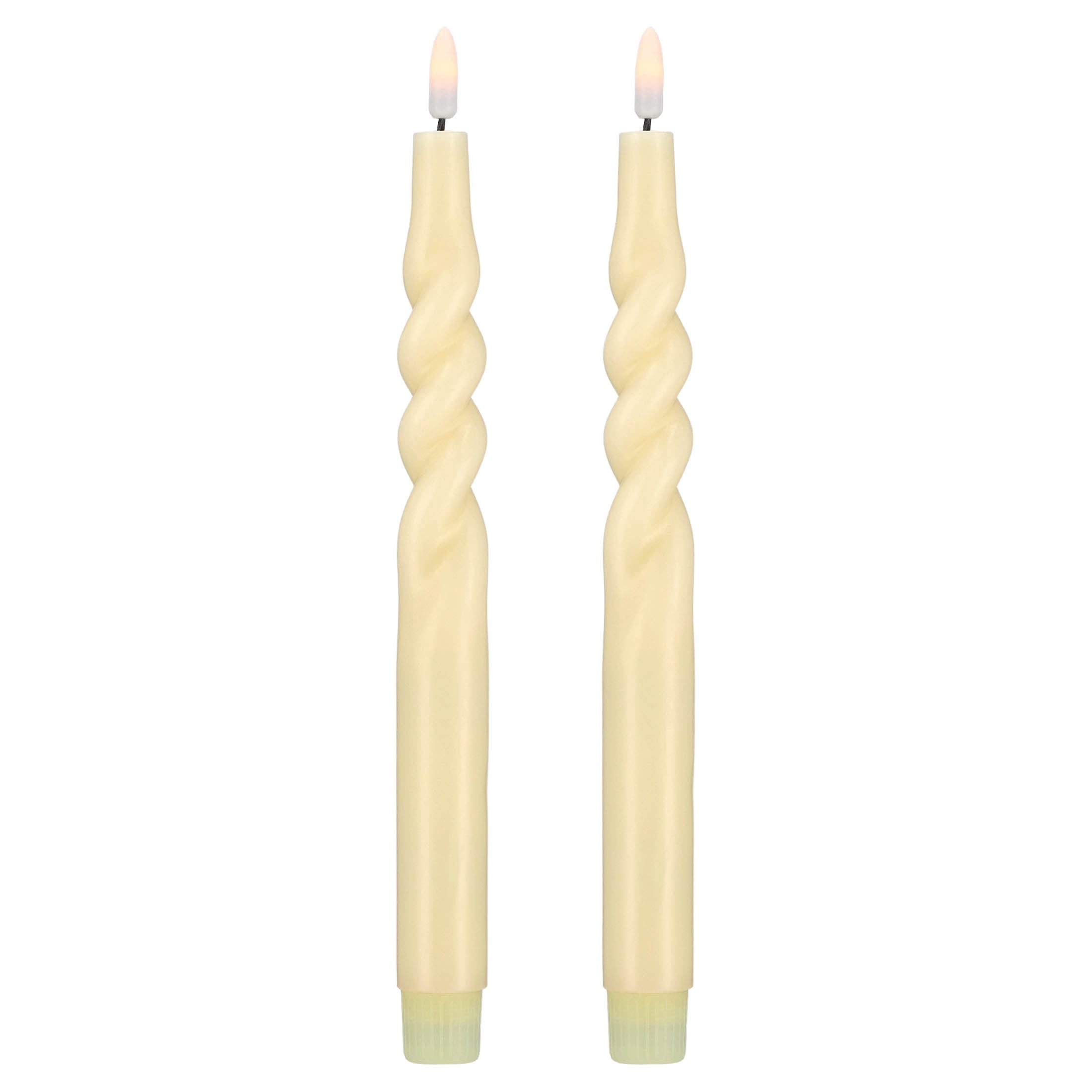 Indoor Battery-Operated LED Plastic Flameless Christmas Twisted Taper Candles, Cream, 11", 2 Count, by Holiday Time