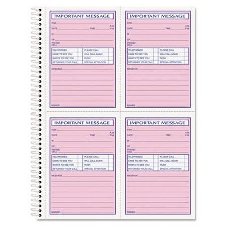 2PK TOPS 4005 Telephone Message Book, Fax/Mobile Section, 5 1/2 x 3 3/16, Two-Part, 200/Book