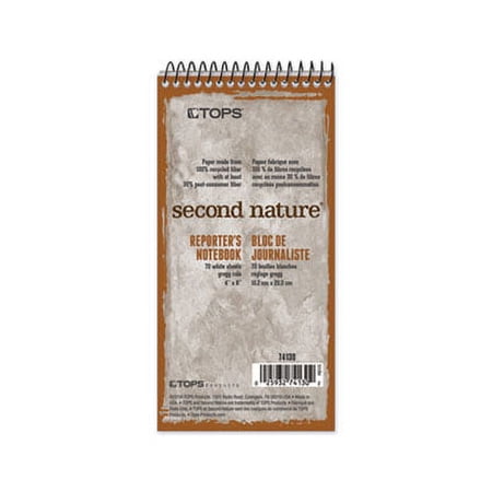 2PK TOPS 74130 Second Nature Spiral Reporter/Steno Book, Gregg, 4 x 8, White, 70 Sheets