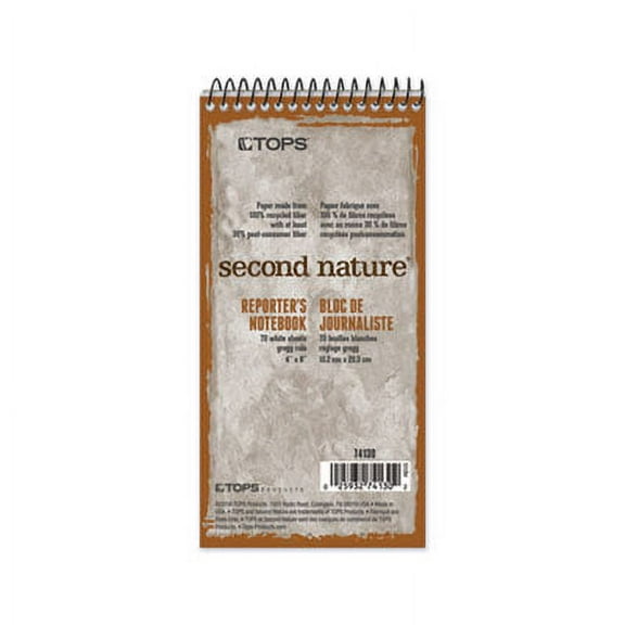 2PK TOPS 74130 Second Nature Spiral Reporter/Steno Book, Gregg, 4 x 8, White, 70 Sheets