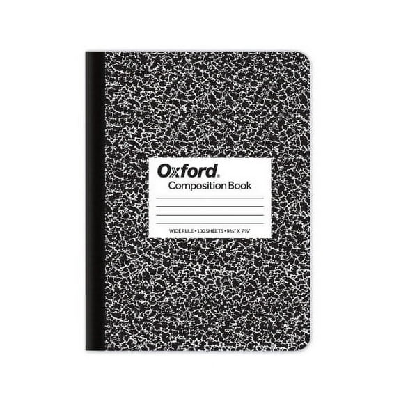 2PK TOPS Composition Book, Wide/Legal Rule, Black Marble Cover, 9.75 x 7.5, 100 Sheets (63795)