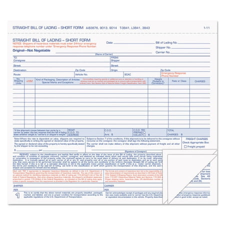 Hazardous Material Short Form, Three-Part Carbonless, 7 X 8.5, 1/page, 50 Forms | Bundle of 2 Packs