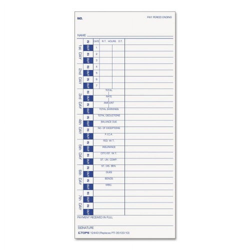 Time Clock Cards, Replacement for 35100-10, One Side, 4 x 9, 100/Pack Time Clock Cards, Replacement for 35100-10, One Side, 4 x 9, 100/Pack