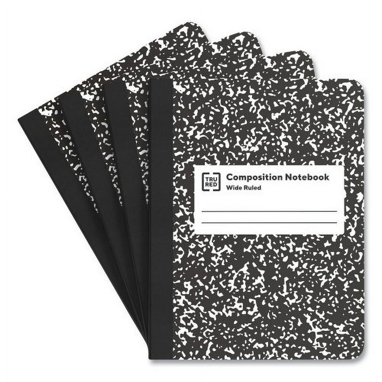 Composition Notebook, Wide/Legal Rule, Black Marble Cover, (100) 9.75 x 7.5 Sheets, 4/Pack Composition Notebook, Wide/Legal Rule, Black Marble Cover, (100) 9.75 x 7.5 Sheets, 4/Pack