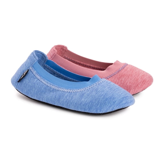 MUK LUKS Women's 2 Pair Travel Ballerina Set
