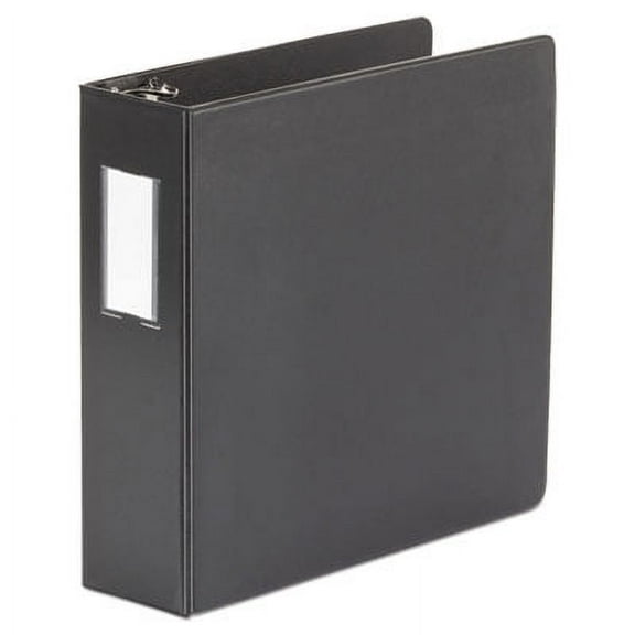 2PK Universal Deluxe Non-View D-Ring Binder with Label Holder, 3 Rings, 3" Capacity, 11 x 8.5, Black (20791)