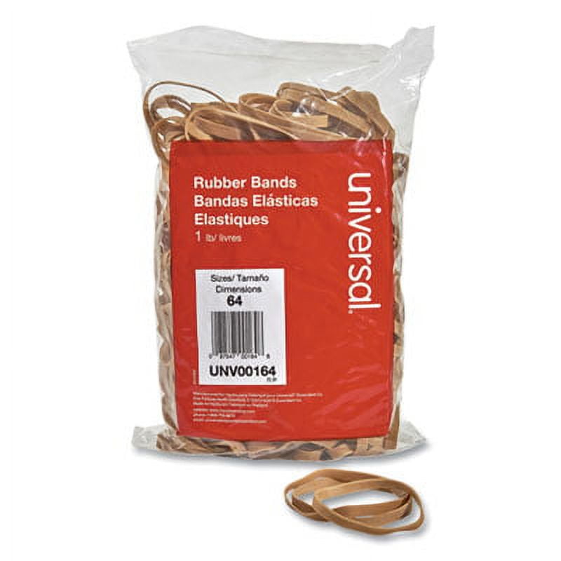 2PK Universal Rubber Bands, Size 64, 0.04" Gauge, Beige, 1 lb Bag, 320/Pack (00164)