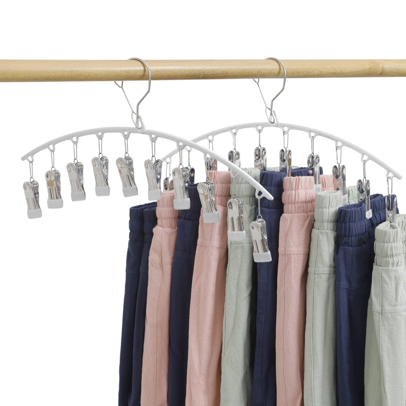 Wooden Legging & Pants Hanger Organizer (2-Pack) - 360° Swivel, Space Saving Closet Storage