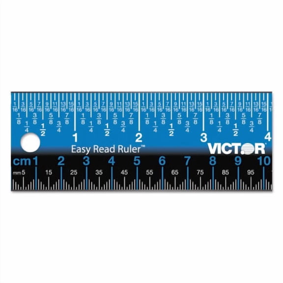 2PK Victor Easy Read Stainless Steel Ruler, Standard/Metric, 12", Blue (EZ12SBL)