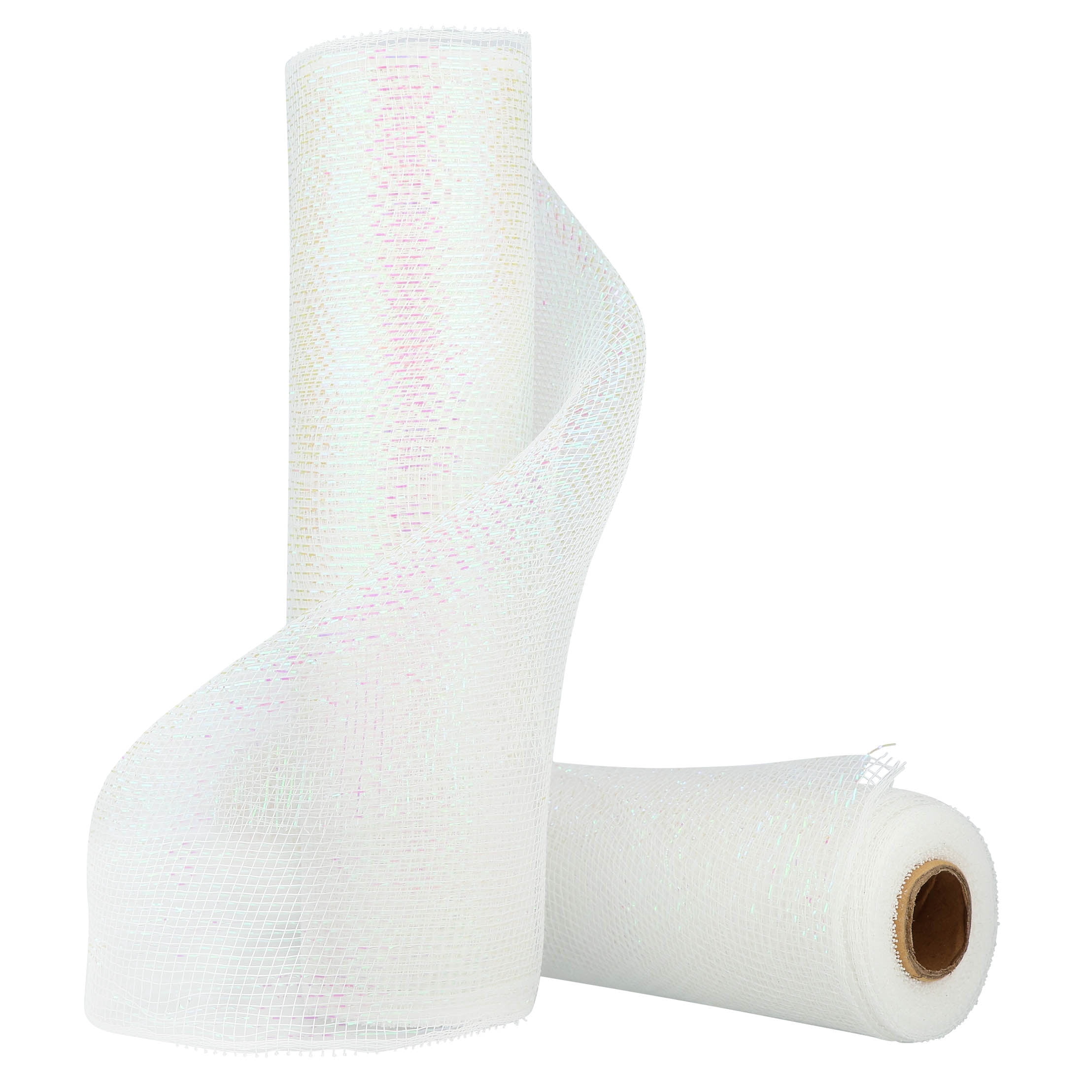 Iridescent White Decorative Mesh Fabric, 10.5" x 18', 2 Count, by Holiday Time