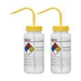 thumbnail image 1 of 2PK Wash Bottle for Isopropanol, 500ml - Labeled with Color Coded Chemical & Safety Information (4 Colors) - Wide Mouth, Self Venting, Low Density Polyethylene - Eisco Labs, 1 of 4