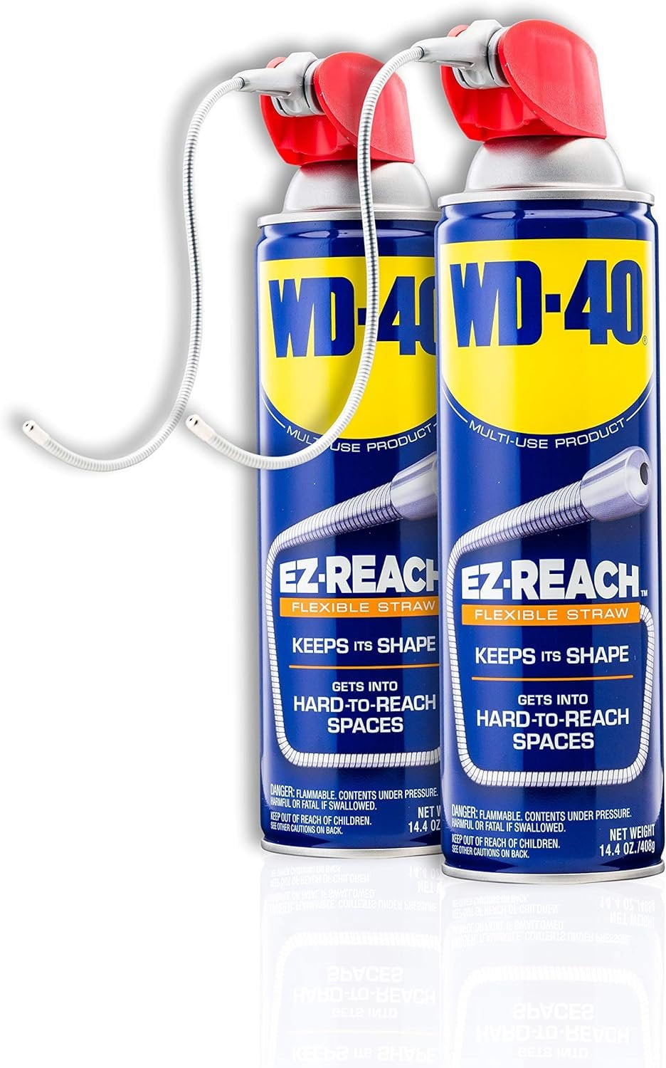WD-40 Multi-Use Product, EZ-Reach Flexible Straw, 14.4 OZ [Twin-Pack]