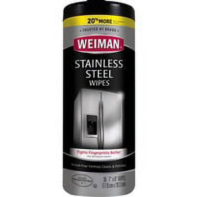 2PK Weiman Stainless Steel Wipes - Wipe - 7\\" Width x 8\\" Length - 30 / Canister - 1 Each - White