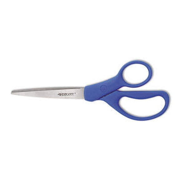2Pc Westcott Preferred Line Stainless Steel Scissors, 8" Long, 3.5" Cut Length, Blue Straight Handle (41218)