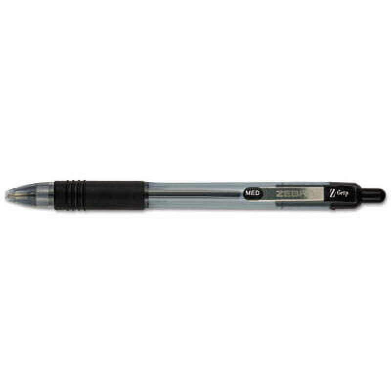 2PK Zebra Z-Grip Ballpoint Pen, Retractable, Medium 1 mm, Black Ink, Clear Barrel, 12/Pack (22210)