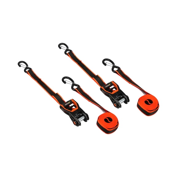 XSTRAP 1.25 x 14' Aluminium Heavy Duty Ratchet Tie-Downs with Snap S Hooks Soft Loop - 2 pack