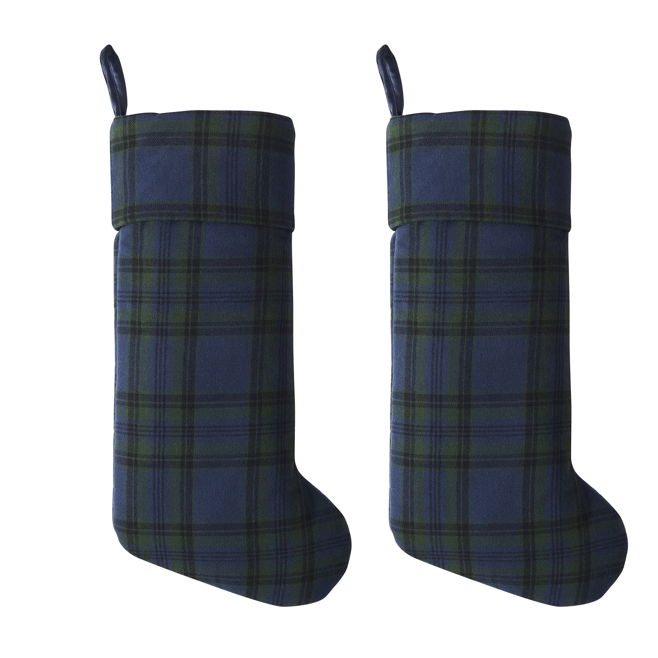 My Texas House Angie Blue Plaid Christmas Stockings, 20" x 10" (2 Count)