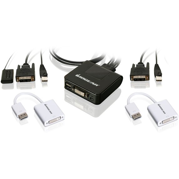 2PORT USB DVI CABLE KVM SWITCH WITH DISPLAYPORT ADAPTERS