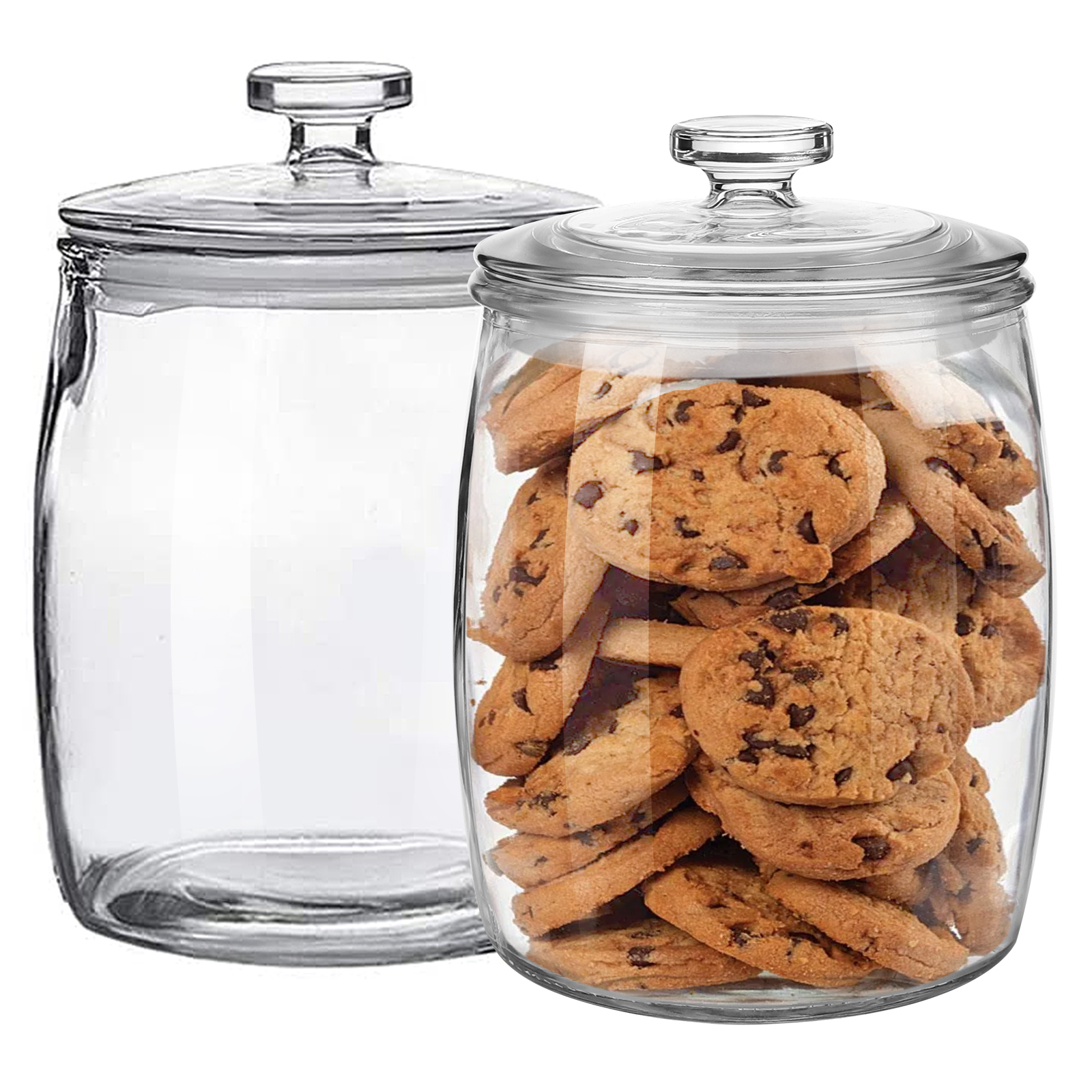 2 Pack Syntic 0.5 Gallon Storage Jars Glass Hill Jar Cookie Jar for Crackers, Candy, Pet Treat Clear