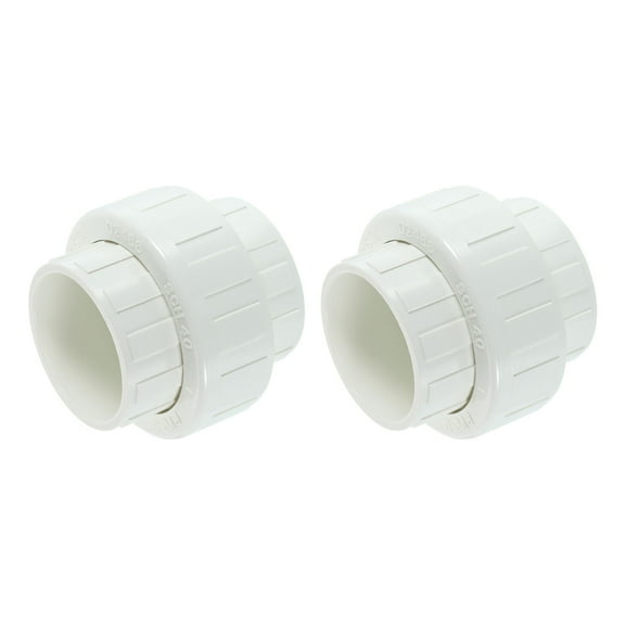2Pack 1-1/2" Union Coupling Pipe Fitting (Socket x Socket), Union Coupling Adapter, Schedule 40 EPDM O-Ring for Irrigation, Pool System, Indoor Plumbing Project (White)