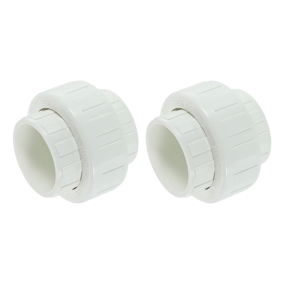 2Pack 1-1/4" Union Coupling Pipe Fitting (Socket x Socket), Union Coupling Adapter, Schedule 40 EPDM O-Ring for Irrigation, Pool System, Indoor Plumbing Project (White)