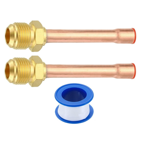 2Pack 1/2 SAE Male Thread x 3/8" OD Flare Connector with Copper Tube