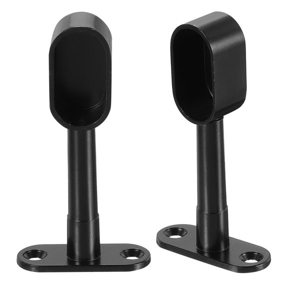 2Pack  1.26 x 0.63" Closet Rod Support Bracket, Rod Holder for Wardrobe, Black
