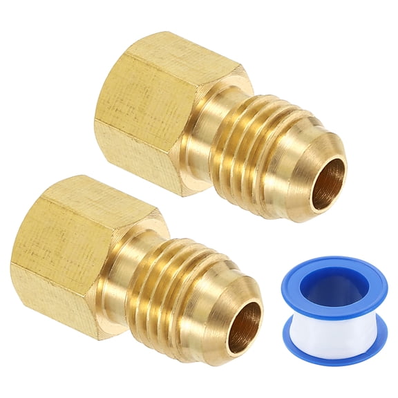 2Pack 1/4" Tube OD Brass Flare Plugs, 7/16"-20 UNF Male Thread SAE Pipe Fitting