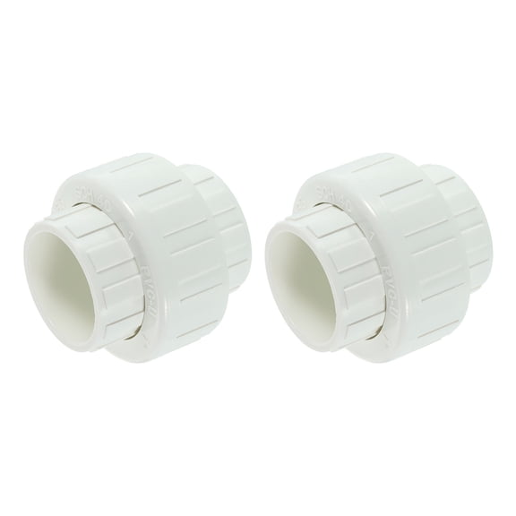 2Pack 1" Union Coupling Pipe Fitting (Socket x Socket), Union Coupling Adapter, Schedule 40 EPDM O-Ring for Irrigation, Pool System, Indoor Plumbing Project (White)