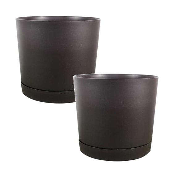 2Pack 10" Pots Indoor Plastic Flower Pots With Holes And Saucers Modern Planters For Indoor Succulents Flowers Outdoor Flower Pots Home Decor