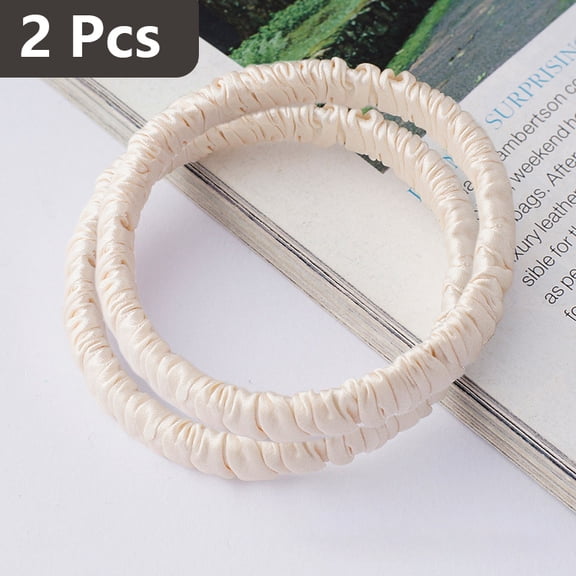 2Pack 100% Pure Mulberry Silk Black Brown Chocolate Pink Nude Neutral Skinny Scrunchies Travel Pouch Everyday Hair Ties Elastics Hair Care Ponytail Holder No Damage