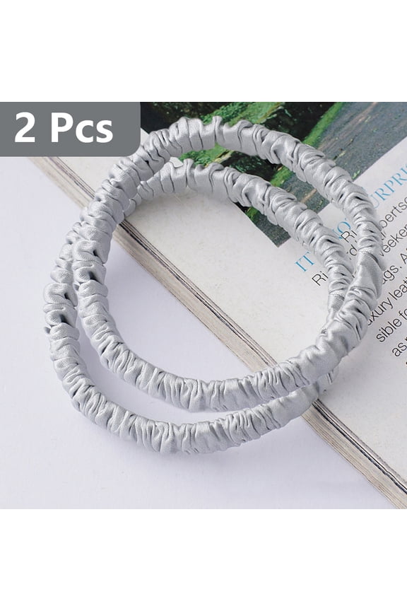 2Pack 100% Pure Mulberry Silk Black Brown Chocolate Pink Nude Neutral Skinny Scrunchies Travel Pouch Everyday Hair Ties Elastics Hair Care Ponytail Holder No Damage