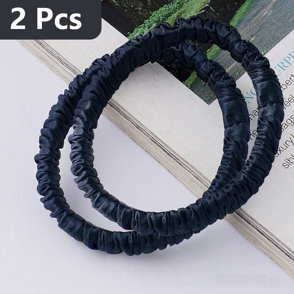 2Pack 100% Pure Mulberry Silk Skinny Scrunchies - No Damage Hair Ties for Everyday Use, Travel Pouch Included - Available in Black, Brown, Chocolate, Pink, Nude, Neutral