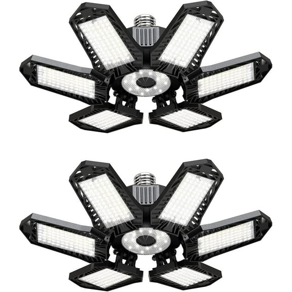 2Pack 100W LED Garage Lights Deformable 100000lm Bulb LED Ceiling Workshop Lamp