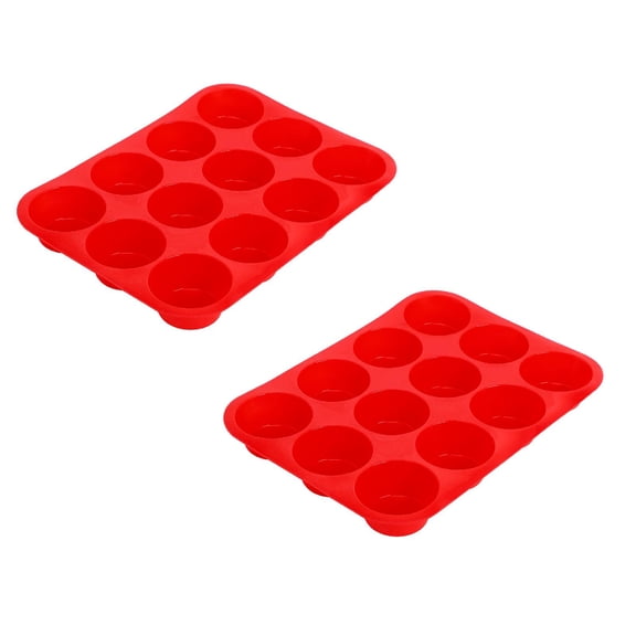 2Pack 12 Cup Silicone Cupcake Baking Pan Non Stick Dishwasher Microwave Cake Mould Home Decor