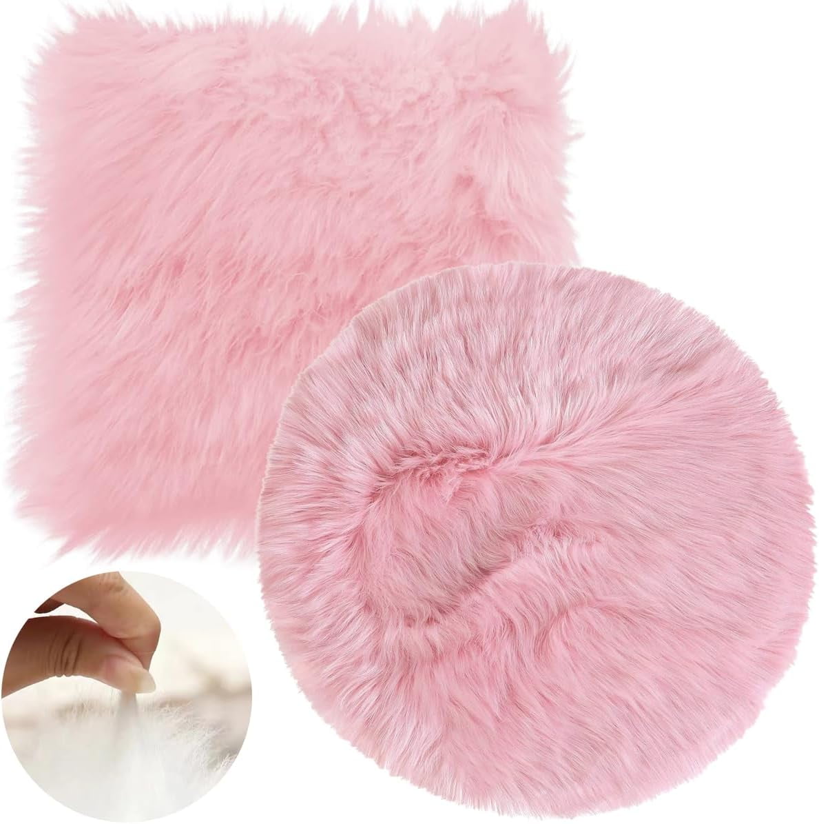 2Pack 12 Inches Mini Faux Fur Rug,Soft Fluffy Plush Area Rug Chair ...