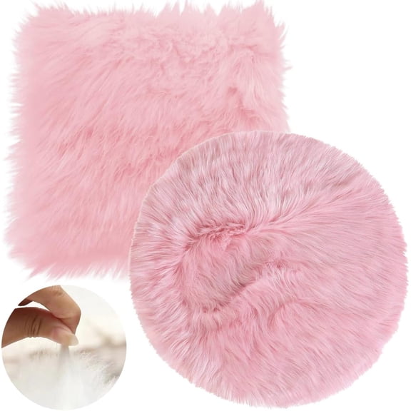 2Pack 12 Inches Mini Faux Fur Rug,Soft Fluffy Plush Area Rug Chair Cover Seat Pad Nail Mat,Locker Rug,Pink Photo Props Background for Tabletop Photography, Jewelry, Nail Art, Home Decor