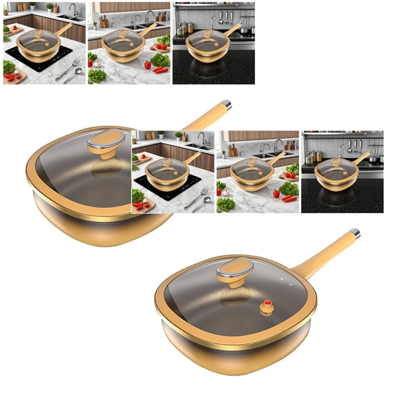 2Pcs 12In Titanium Alloy Non Stick Pot With Lid Titanium Frying Pans Nonstick For Frying Eggs Stir Frying Stewing Braising And Other Cooking Methods Cooking Utensils 19.7" X 11.8"
