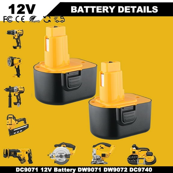 2Pack 12V 4.8Ah Ni-Mh Battery Replace for Deiwalt DW9071 DW9072 DC9071 DE9037 DE9071 DE9072 Compitable with Dawalt 12 Volt Cordless Power Tools
