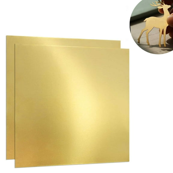 2Pack 15 x 15 cm Brass Sheets, 0.8 mm Thick Brass Plates Resistant No Scratches for DIY Cutting Crafts Making