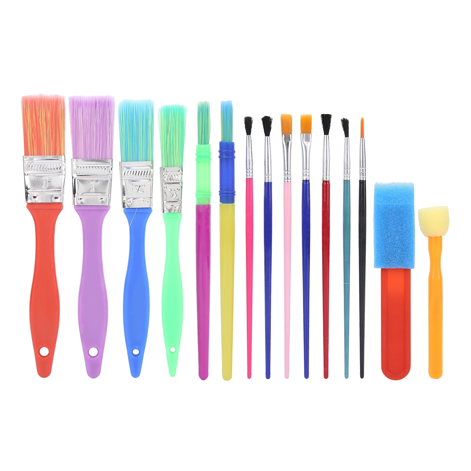 (2Pack) 15pcs Paint Brushes Set Foam Tipped Brushes Flat Round Brushes