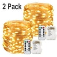 thumbnail image 1 of 2Pack 16ft 50 LED Fairy Lights Battery Operated Waterproof Copper Wire String Lights with Remote for Home Garden Christmas Party Holiday Decor (Warm White), 1 of 10